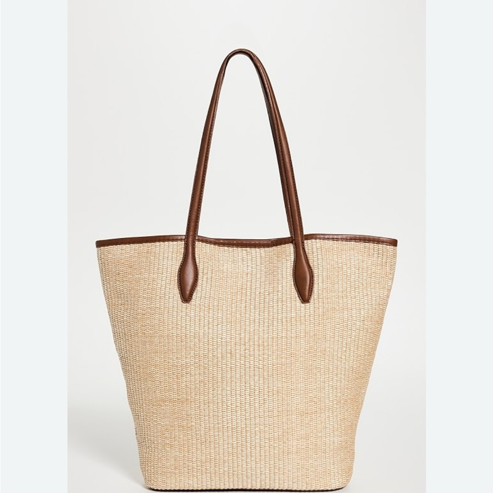 The Leather-Trimmed Straw Tote